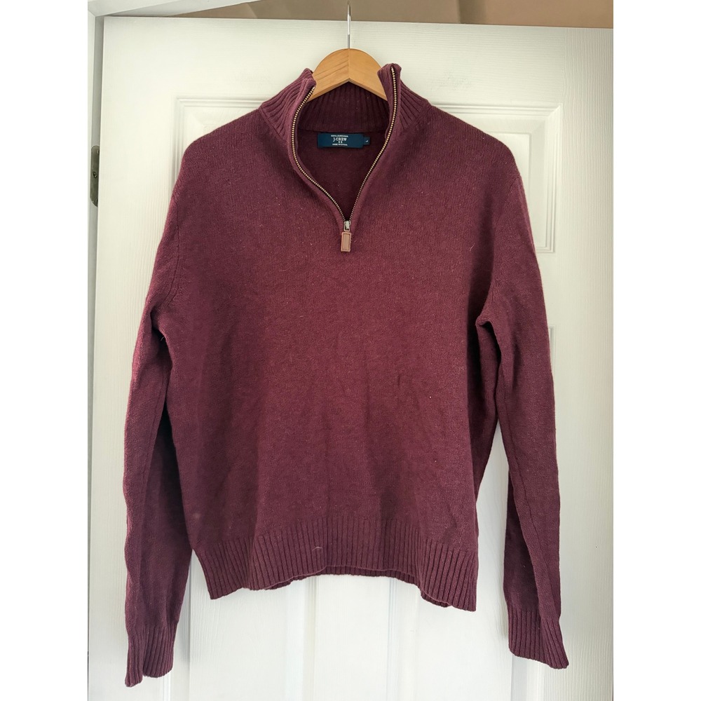 J.Crew Mens Lambswool 1/4 Zip Pullover Sweater Preppy Layer Fall Aesthetic